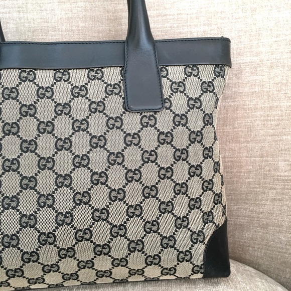 Authentic Gucci black grey monogram canvas tote bag - Picture 7 of 16